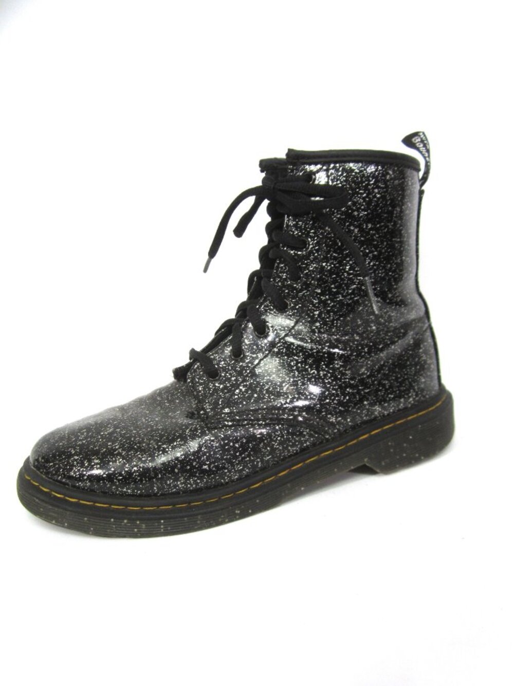 Dr. Martens Size 7 Womens Cosmic Glitter 1460 Black Combat Moto Boots Lace Up